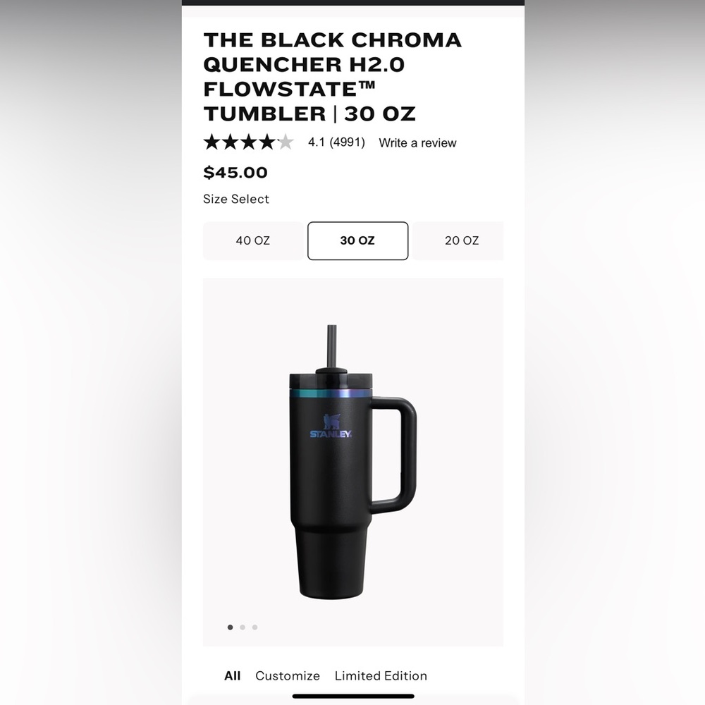 NWT Black Chroma 30oz Stanley
